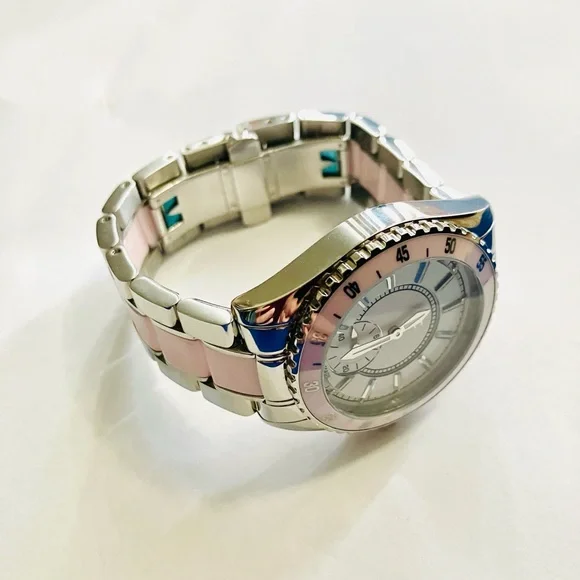 Guess Collection Luminous Pink and Silver Watch - Picture 2 of 3